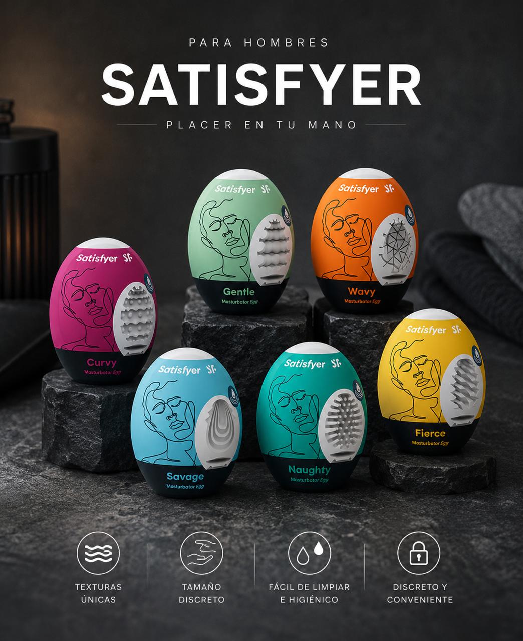 Huevo Masturbador Satisfyer | Masturbador Masculino Texturizado | Nuda