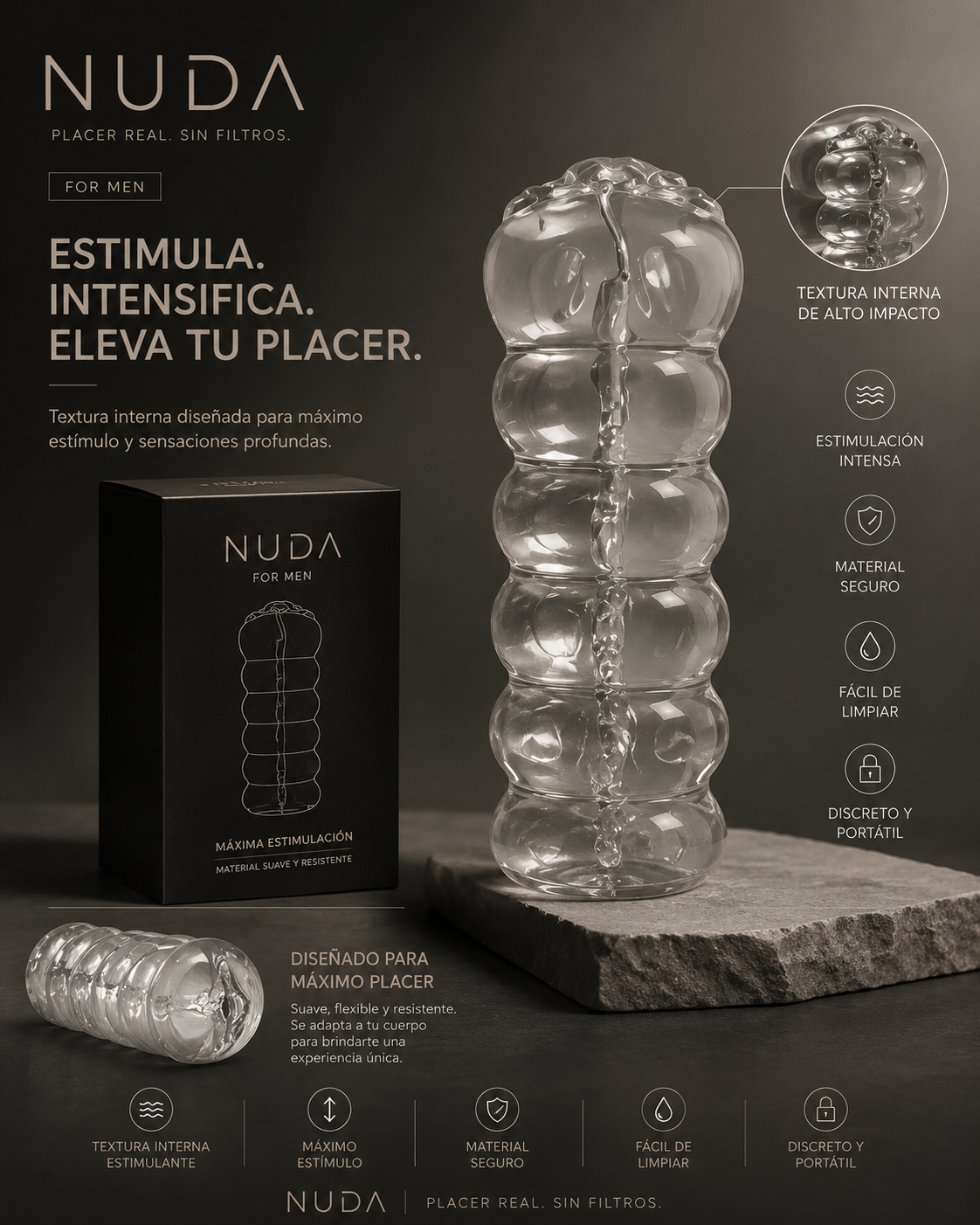 Masturbador Masculino Transparente Pipedreams | Textura Realista Jelly